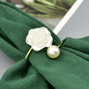 Anéis para Guardanapo Metálicos com Flores Pérola para Mesa Lenogue
