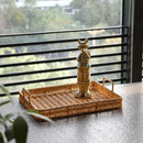 Bandeja Estilo Rattan com Alças para Servir, Decorar e Organizar Lenogue
