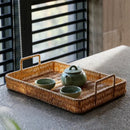 Bandeja Estilo Rattan com Alças para Servir, Decorar e Organizar Lenogue