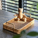 Bandeja Estilo Rattan com Alças para Servir, Decorar e Organizar Lenogue