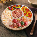 Bandeja Redonda de Bambu com Divisórias para Servir e Decorar Lenogue