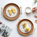 Bandeja Redonda de Vime em Rattan Feita à Mão para Mesa e Decoração Lenogue