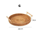 Bandeja Redonda de Vime em Rattan Feita à Mão para Mesa e Decoração Lenogue