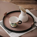 Bandeja Redonda Decorativa com Alça para Sala e Banheiro Lenogue