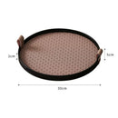 Bandeja Redonda Decorativa com Alça para Sala e Banheiro Lenogue