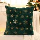 Capa de Almofada Natalina Plush com Paetê Dourado Bordado Lenogue