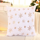 Capa de Almofada Natalina Plush com Paetê Dourado Bordado Lenogue