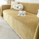 Capa para Sofá Amarelo Chenille Chevron Universal com Cobertura Total Lenogue