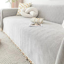 Capa para Sofá Cinza Claro Chenille Chevron Universal com Cobertura Total Lenogue