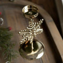 Castiçal de Ferro Dourado com Estrela e Rena Decoração Natal Lenogue