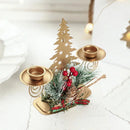 Castiçal de Ferro Dourado com Papai Noel e Rena Decoração Natal Lenogue