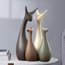 Conjunto de Cerâmica Decorativa para Sala Moderna Trio de Cervos Branco Lenogue