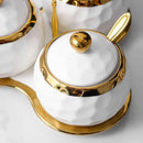 Conjunto de Potes de Cerâmica Açucareiro e Saleiro Branco para Cozinha Lenogue