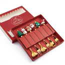 Conjunto de Talheres Inox Decorativos para Mesa de Natal 4 Peças Lenogue