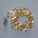 Cordão de Luzes Led Decorativo com Folhas Douradas Lenogue