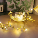Cordão de Luzes Led Decorativo com Folhas Douradas Lenogue