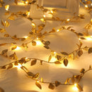 Cordão de Luzes Led Decorativo com Folhas Douradas Lenogue