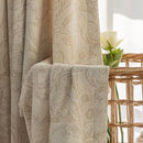 Cortina Blackout Jacquard Chenille com Redução de Ruído Bege Lenogue