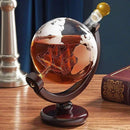 Decanter de Vidro em Formato de Globo com Suporte de Madeira Lenogue