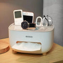 Dispenser Porta Lenço e Papel com Compartimento Multifuncional para Banheiro Lenogue