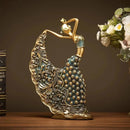 Escultura Bailarina Pavão em Resina Premium Pintura Manual Lenogue
