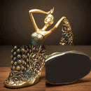 Escultura Bailarina Pavão em Resina Premium Pintura Manual Lenogue