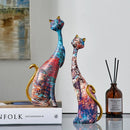 Escultura de Gato Estilo Europeu em Resina para Decoração Lenogue