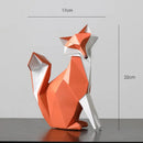 Escultura de Raposa Geométrica em Resina Decorativa para Sala e Escritório Lenogue
