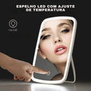 Espelho de Maquiagem com Led Ajustável e Bateria Recarregável Lenogue