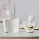 Estátua de Casal em Cerâmica para Decoração Moderna Lenogue