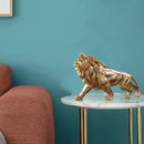Estátua de Leão Dourado em Resina para Decoração Lenogue