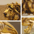 Estátua de Leão Dourado em Resina para Decoração Lenogue