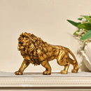 Estátua de Leão Dourado em Resina para Decoração Lenogue