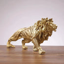 Estátua de Leão Dourado em Resina para Decoração Lenogue