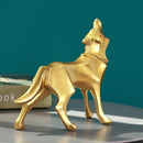 Estátua de Lobo Geométrico em Resina Estilo Nórdico Lenogue