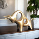 Estátua de Touro Dourado Abstrata em Resina para Decoração Lenogue