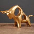 Estátua de Touro Dourado Abstrata em Resina para Decoração Lenogue