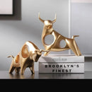 Estátua de Touro Dourado Abstrata em Resina para Decoração Lenogue