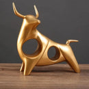 Estátua de Touro Dourado Abstrata em Resina para Decoração Lenogue