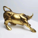 Estátua Decorativa Touro de Wall Street Dourado em Resina Lenogue