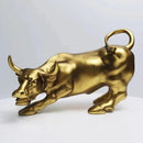 Estátua Decorativa Touro de Wall Street Dourado em Resina Lenogue