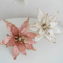 Flor Decorativa Natalina Flanela Dourada para Arranjos e árvore Lenogue