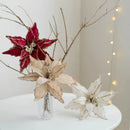 Flor Decorativa Natalina Flanela Dourada para Arranjos e árvore Lenogue