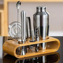 Kit Bartender 10 Peças de Aço Inox com Suporte de Bambu Lenogue