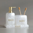 Kit para Banheiro Resina Dourado com Dispenser e Porta Escova 3 Peças Lenogue