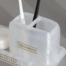 Kit para Banheiro Resina Dourado com Dispenser e Porta Escova 3 Peças Lenogue