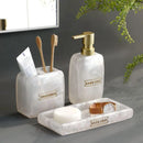 Kit para Banheiro Resina Dourado com Dispenser e Porta Escova 3 Peças Lenogue