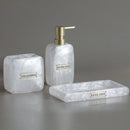 Kit para Banheiro Resina Dourado com Dispenser e Porta Escova 3 Peças Lenogue
