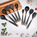Kit Utensílios de Cozinha 10 Peças em Silicone Rosé com Organizador Lenogue
