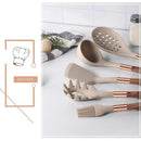 Kit Utensílios de Cozinha 10 Peças em Silicone Rosé com Organizador Lenogue
